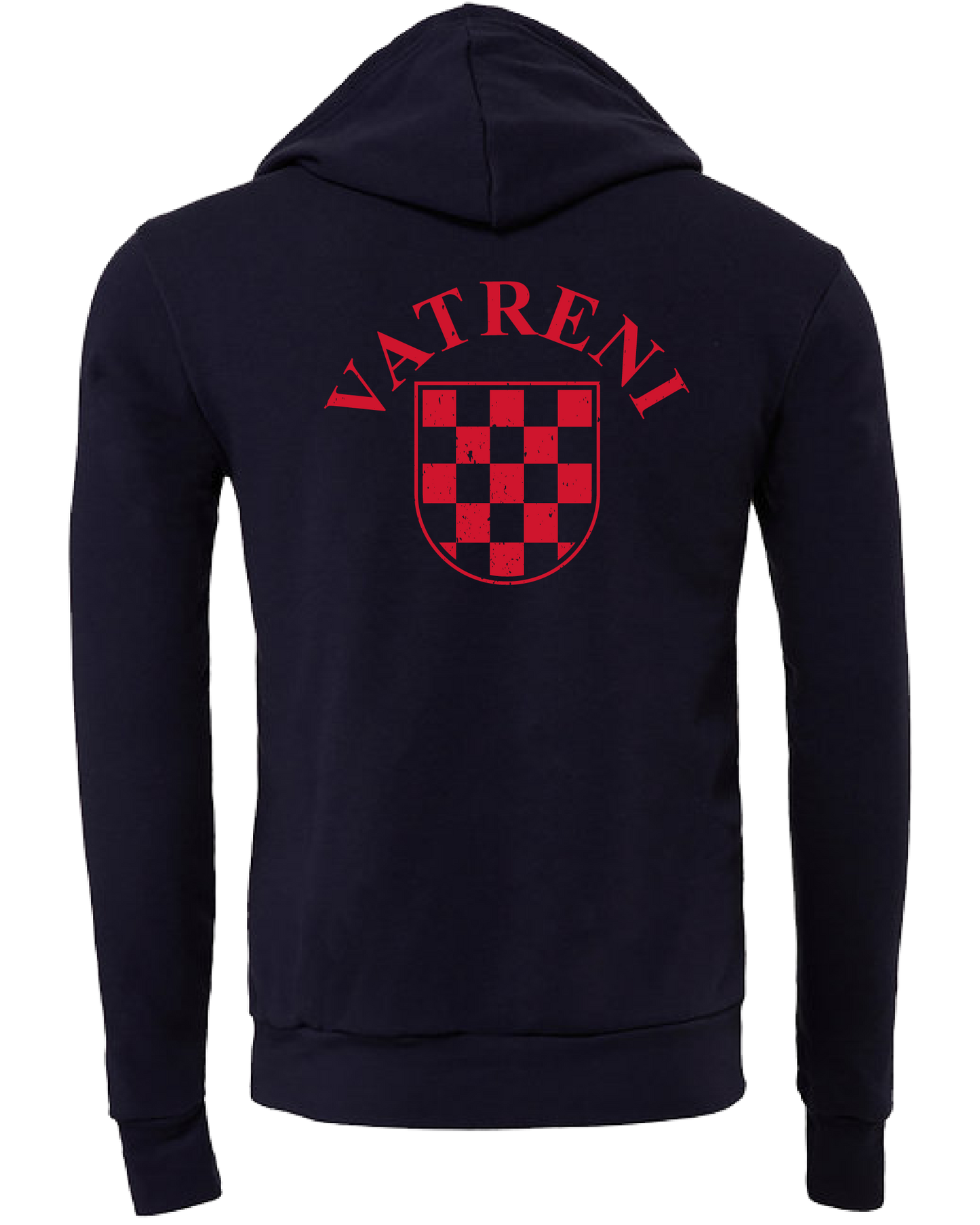 DOUBLE FIRE Unisex Pullover Hooded Sweatshirt- NAVY/RED