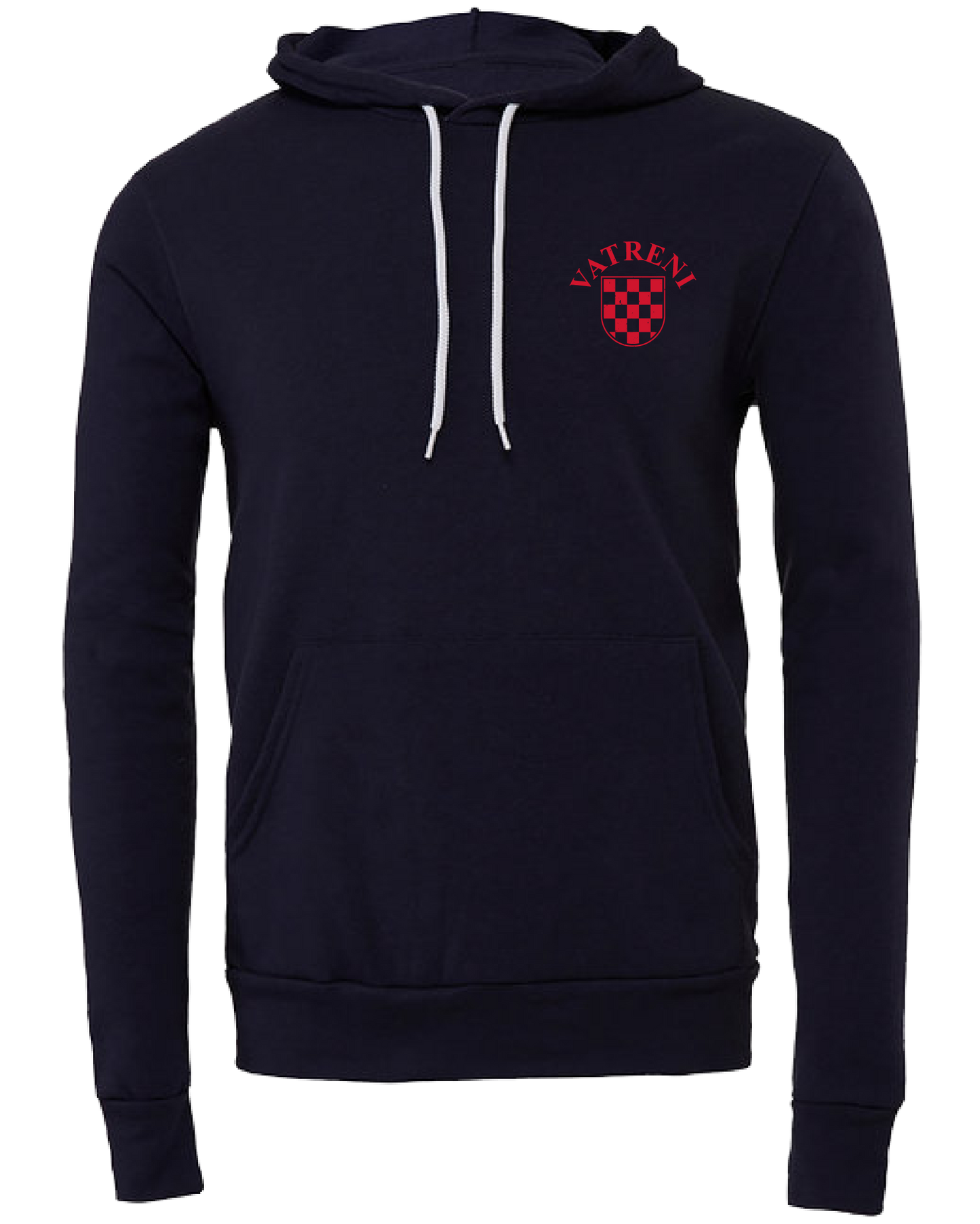 DOUBLE FIRE Unisex Pullover Hooded Sweatshirt- NAVY/RED