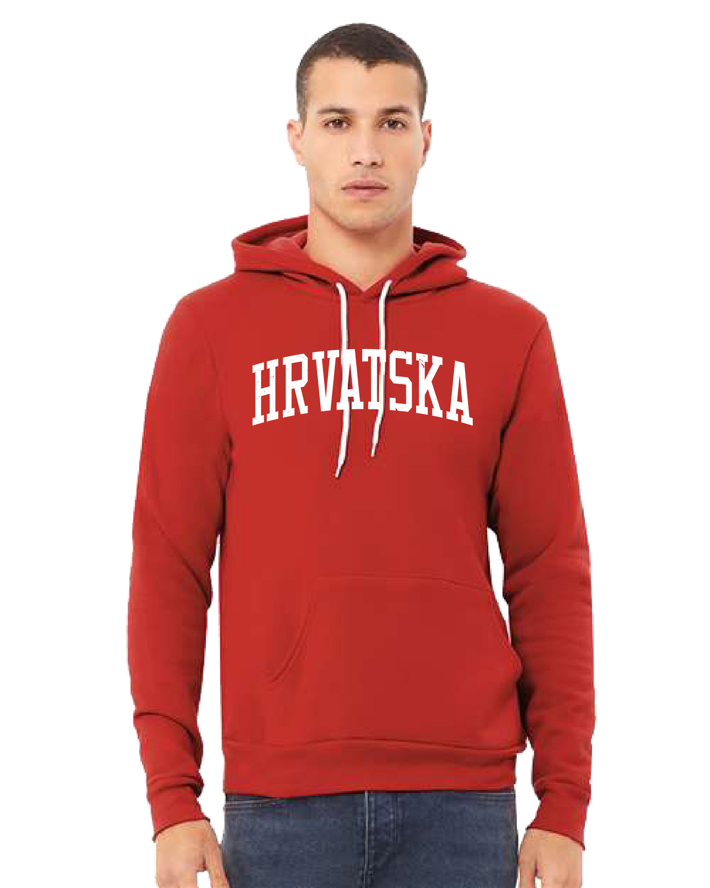 HRVATSKA Unisex Pullover Hooded Sweatshirt- RED/WHITE