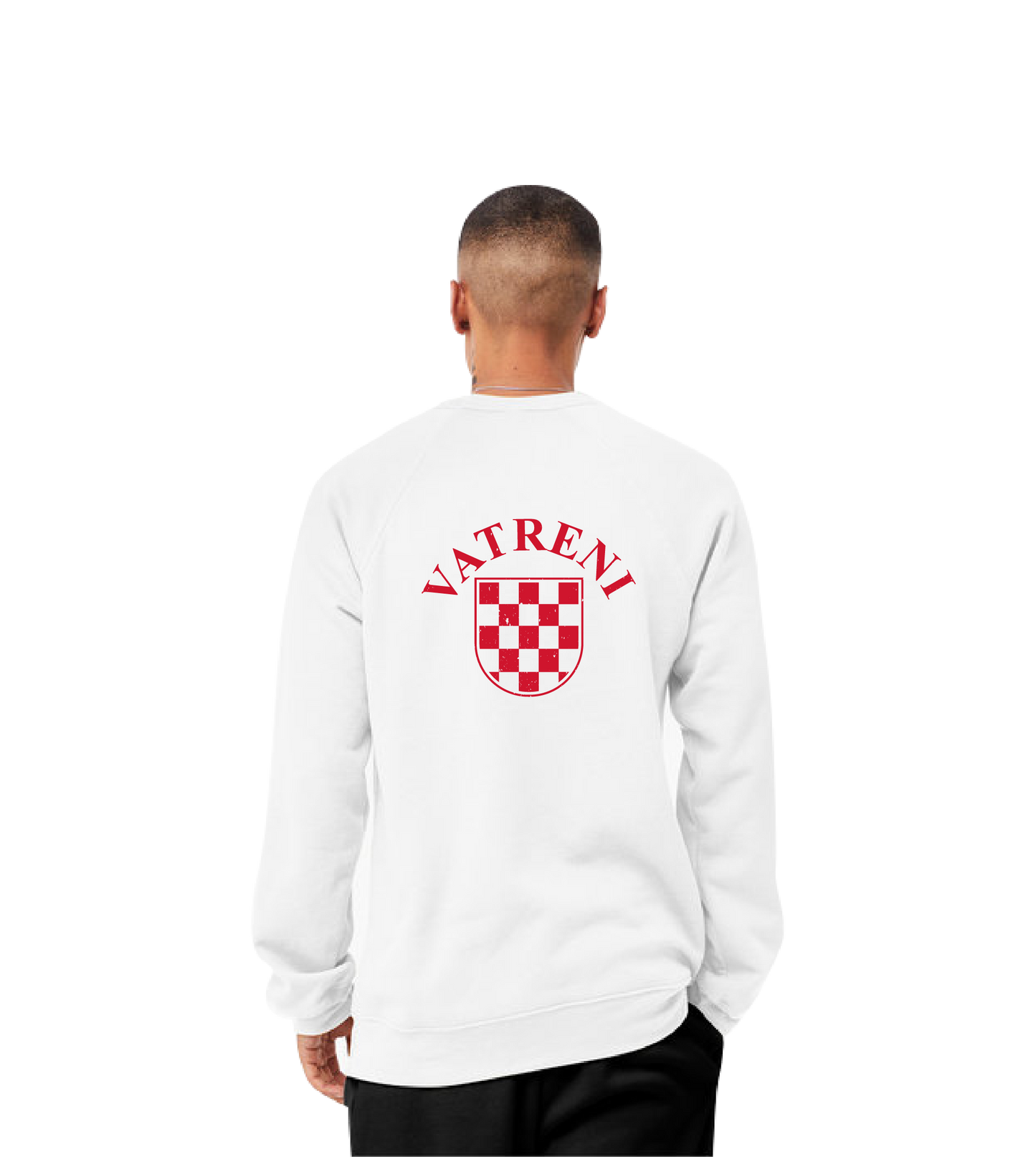 Double Fire Unisex Crewneck Sweatshirt- WHITE/RED