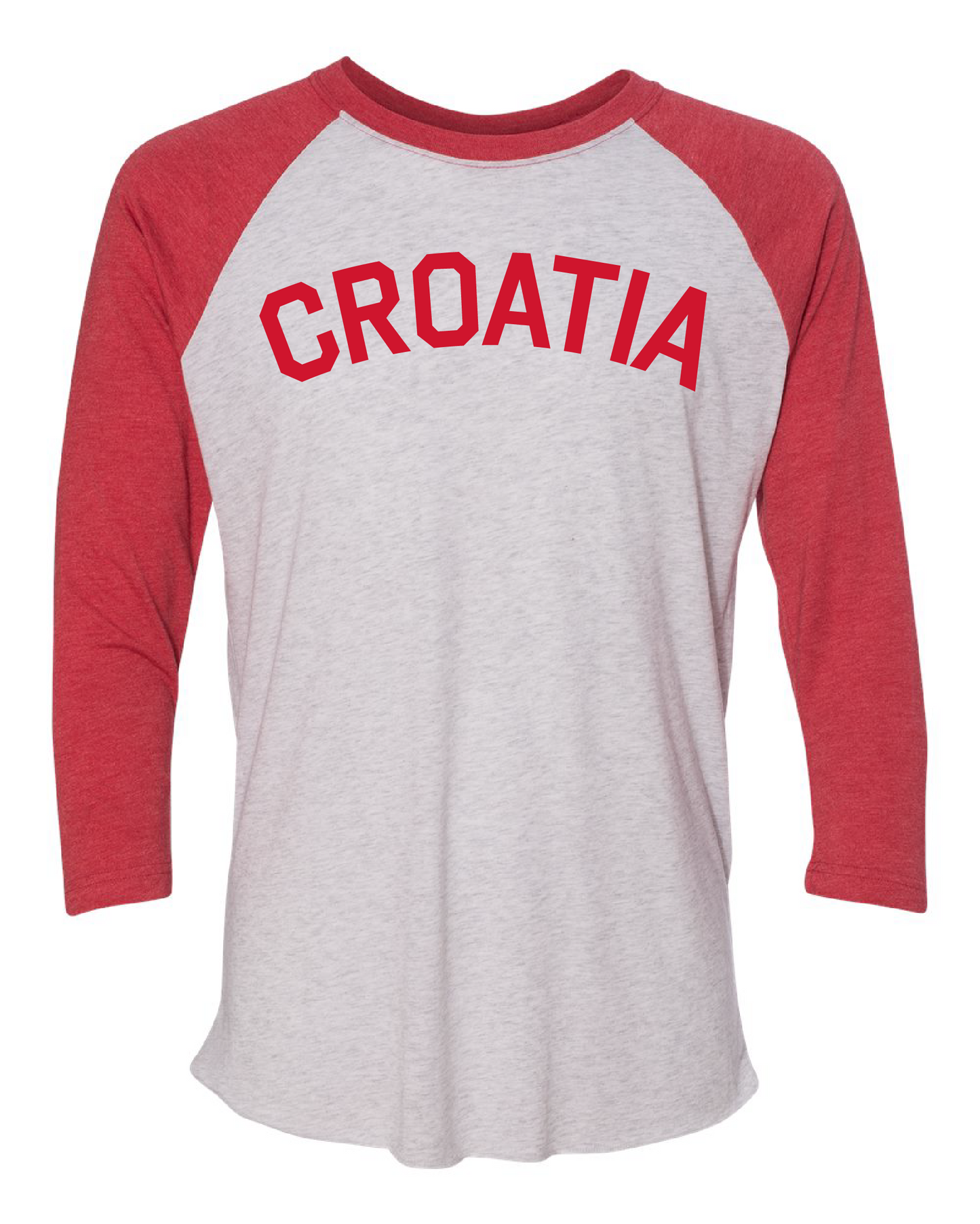 CROATIA Unisex Raglan T-Shirt RED/ANTIQUE WHITE