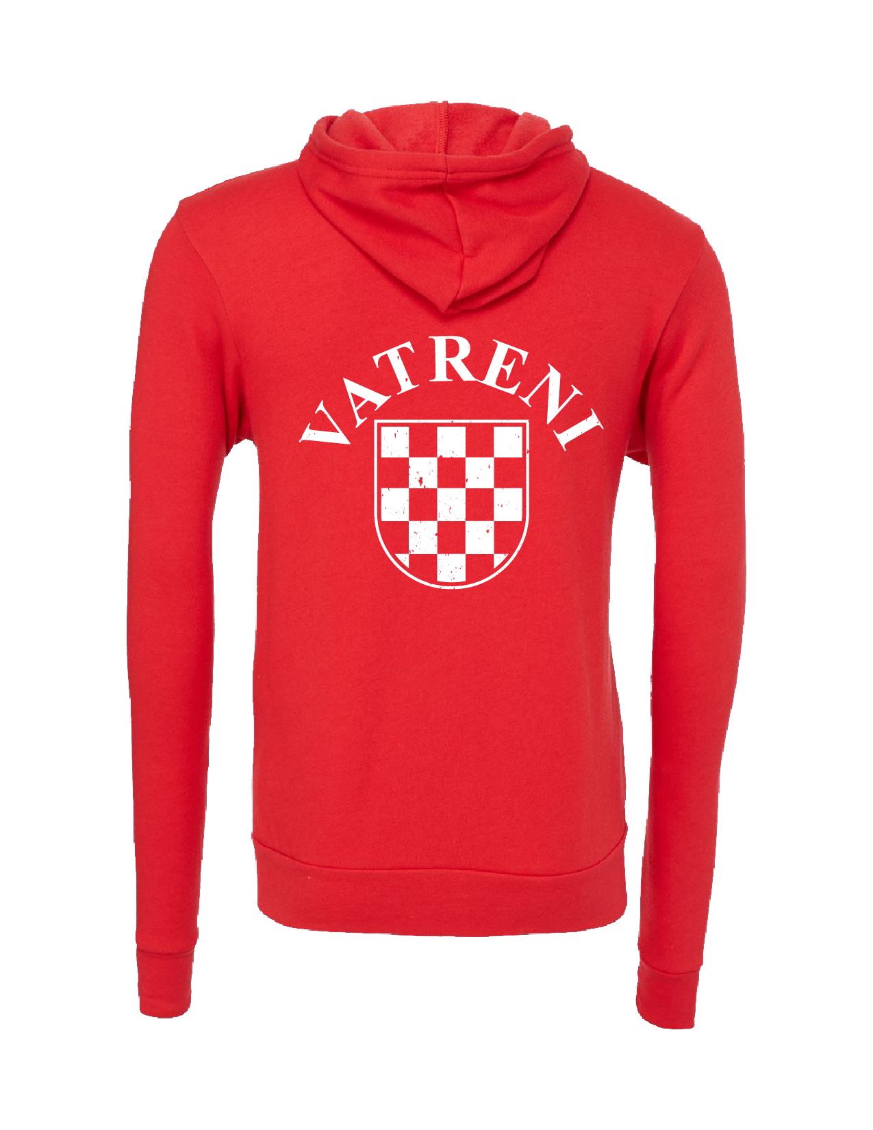Double Fire Unisex Full Zip Hooded Sweatshirt- RED/WHITE