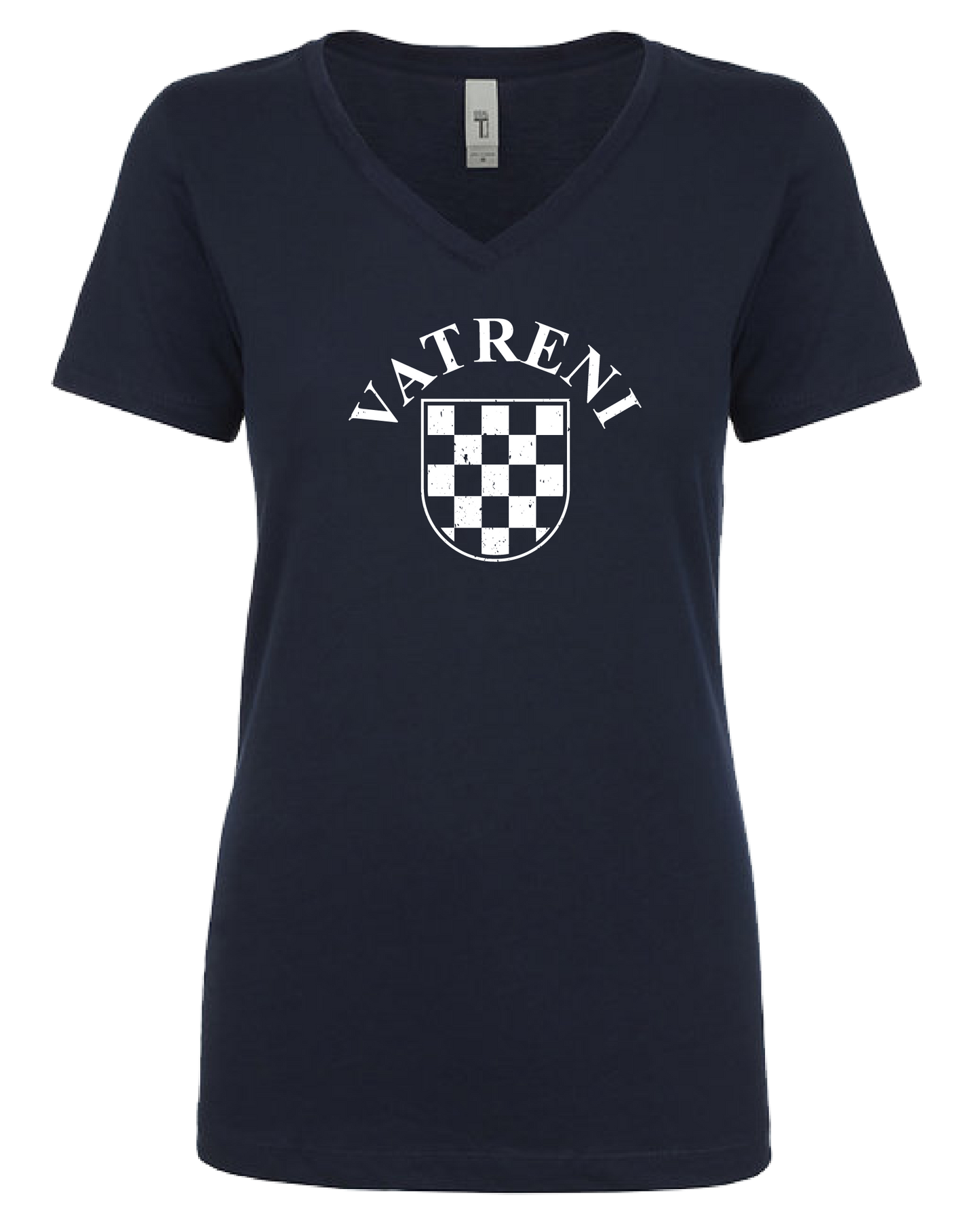 VATRENI Women's V Neck T- NAVY-WHITE
