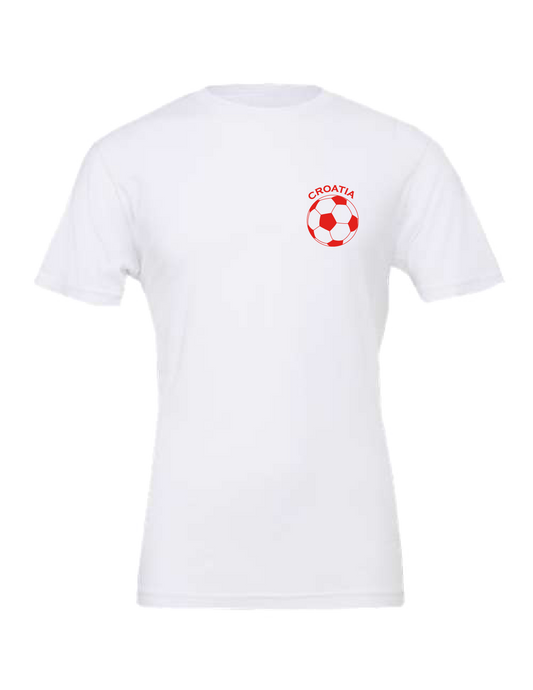 SOCCER BALL-CRO- Unisex Short Sleeve T-Shirt- WHITE-RED