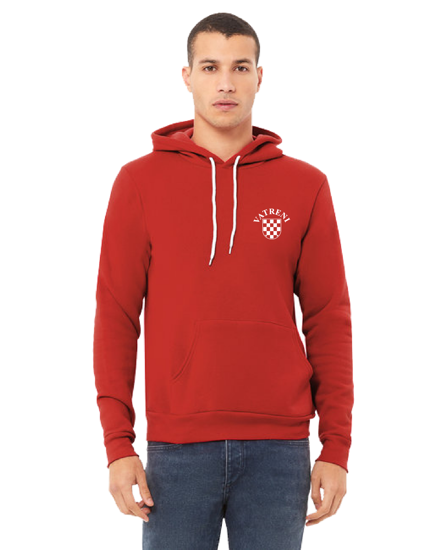 Double Fire Unisex Pullover Hooded Sweatshirt- RED/WHITE