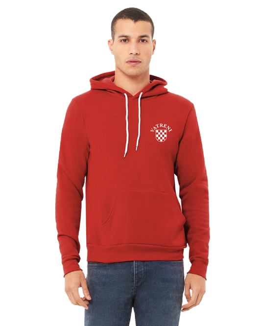 Double Fire Unisex Pullover Hooded Sweatshirt- RED/WHITE