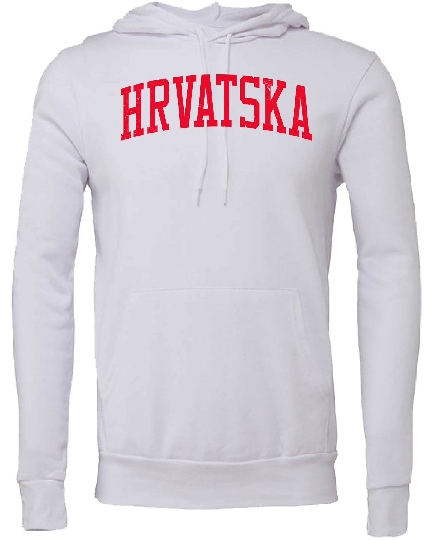 HRVATSKA Unisex Pullover Hooded Sweatshirt- WHITE/RED