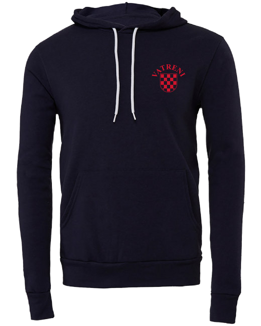 DOUBLE FIRE Unisex Pullover Hooded Sweatshirt- NAVY/RED