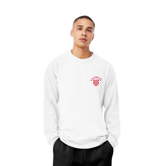 Double Fire Unisex Crewneck Sweatshirt- WHITE/RED