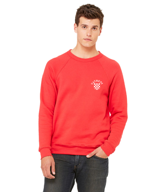 Double Fire Unisex Crewneck Sweatshirt- RED/WHITE