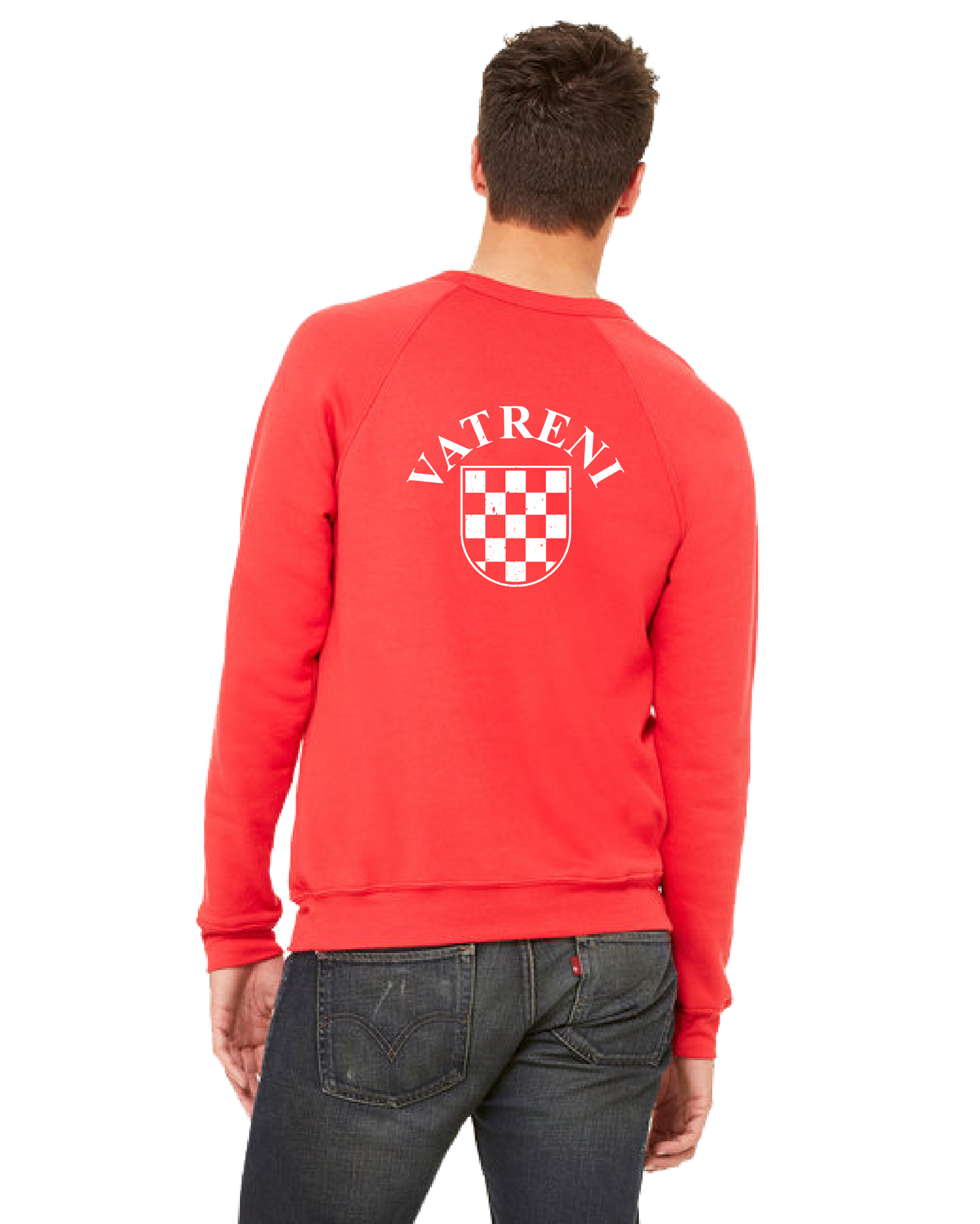 Double Fire Unisex Crewneck Sweatshirt- RED/WHITE