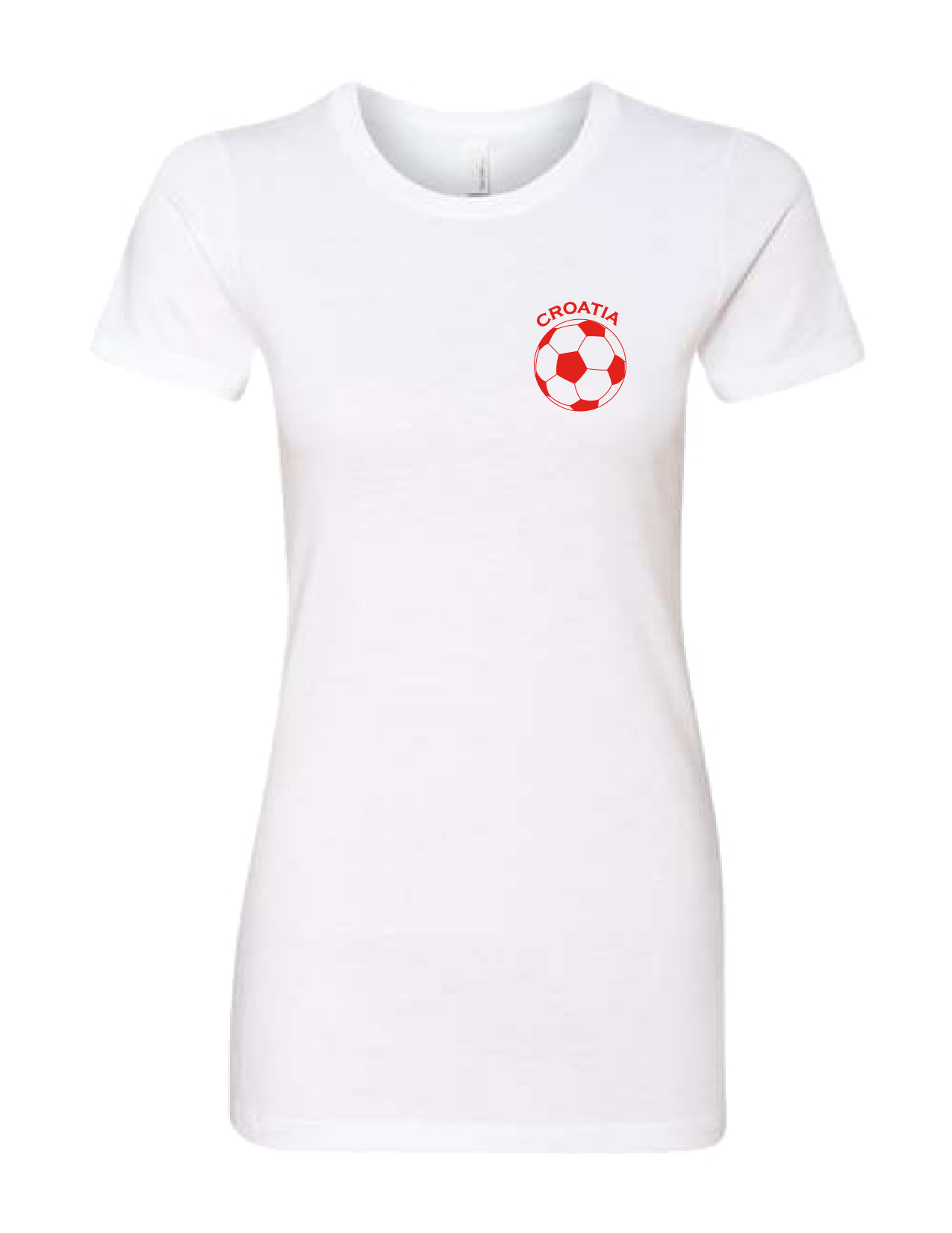 SOCCER BALL-CRO- Ladies Crewneck T-Shirt - WHITE-RED