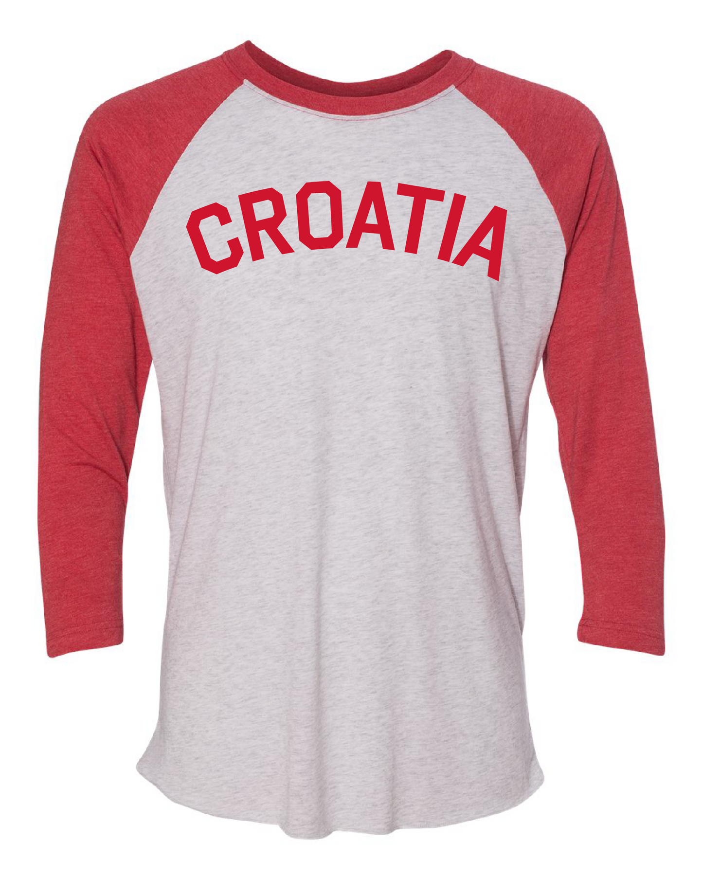 CROATIA Unisex Raglan T-Shirt  RED/ANTIQUE WHITE