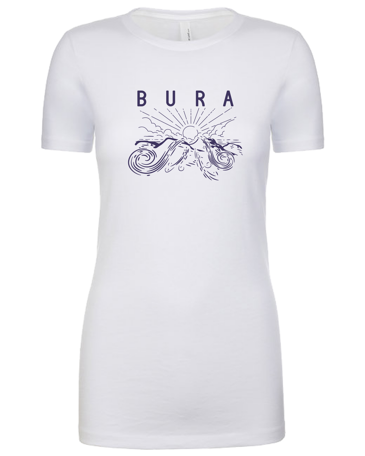 BURA Women's Crewneck T-Shirt- WHITE-BLUE