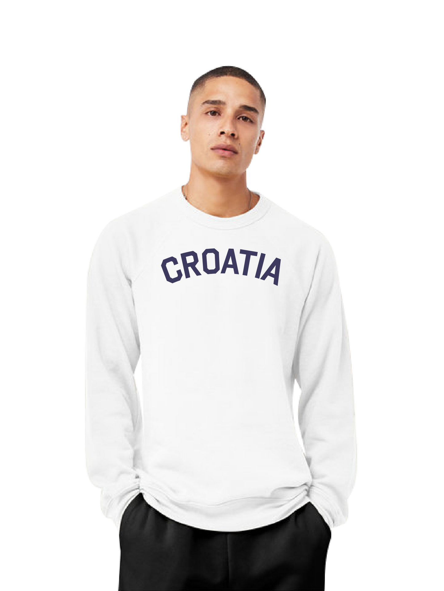 CROATIA Unisex Crewneck Sweatshirt- WHITE/BLUE