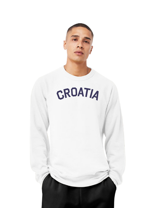 CROATIA Unisex Crewneck Sweatshirt- WHITE/BLUE