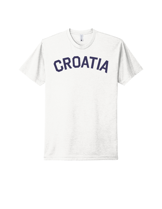 CROATIA Unisex Short Sleeve T- Shirt WHITE-BLUE