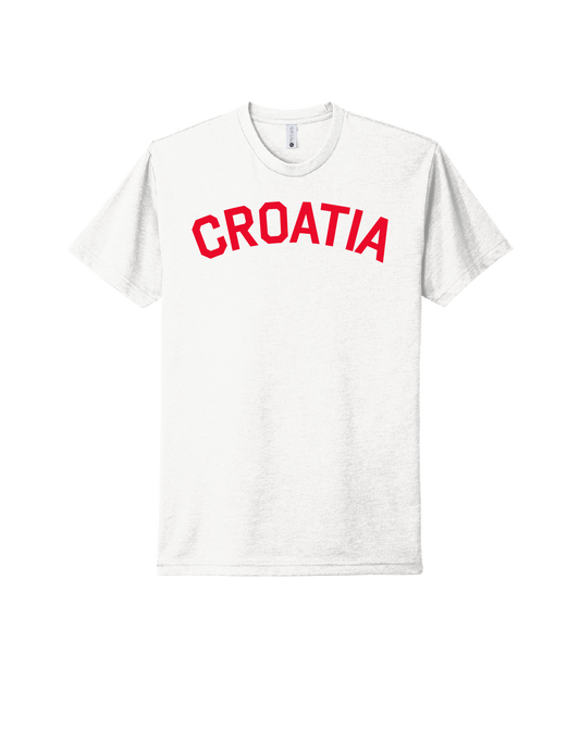 CROATIA Unisex Short Sleeve T- Shirt WHITE-RED