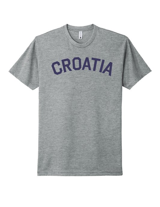 CROATIA Unisex Short Sleeve T- Shirt GRAY-BLUE