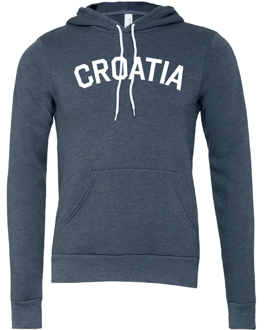 CROATIA Unisex Pullover Hooded Sweatshirt- BLUE/WHITE