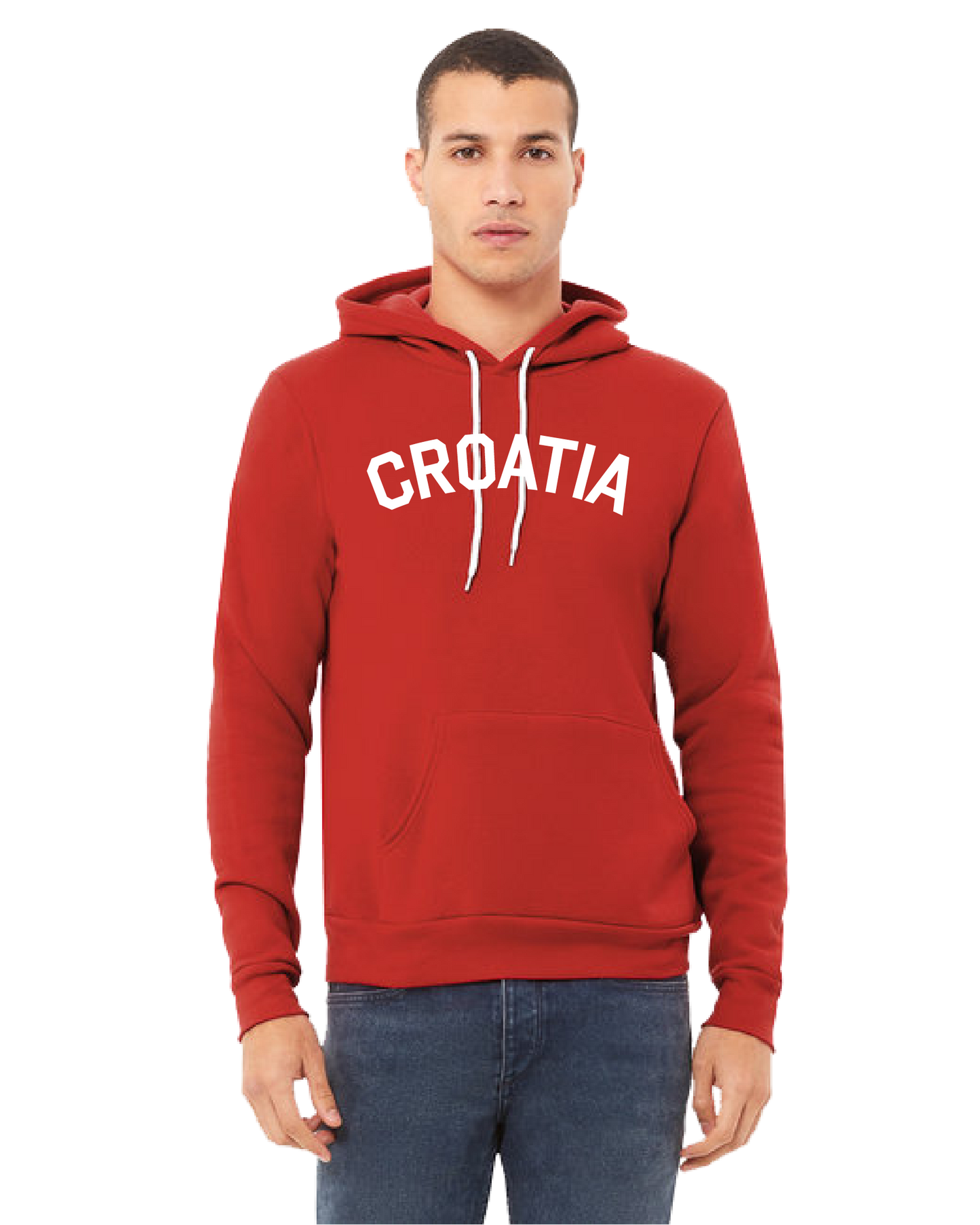 CROATIA Unisex Pullover Hooded Sweatshirt- RED/WHITE