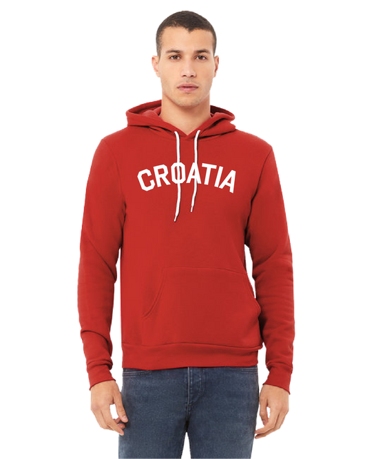 CROATIA Unisex Pullover Hooded Sweatshirt- RED/WHITE