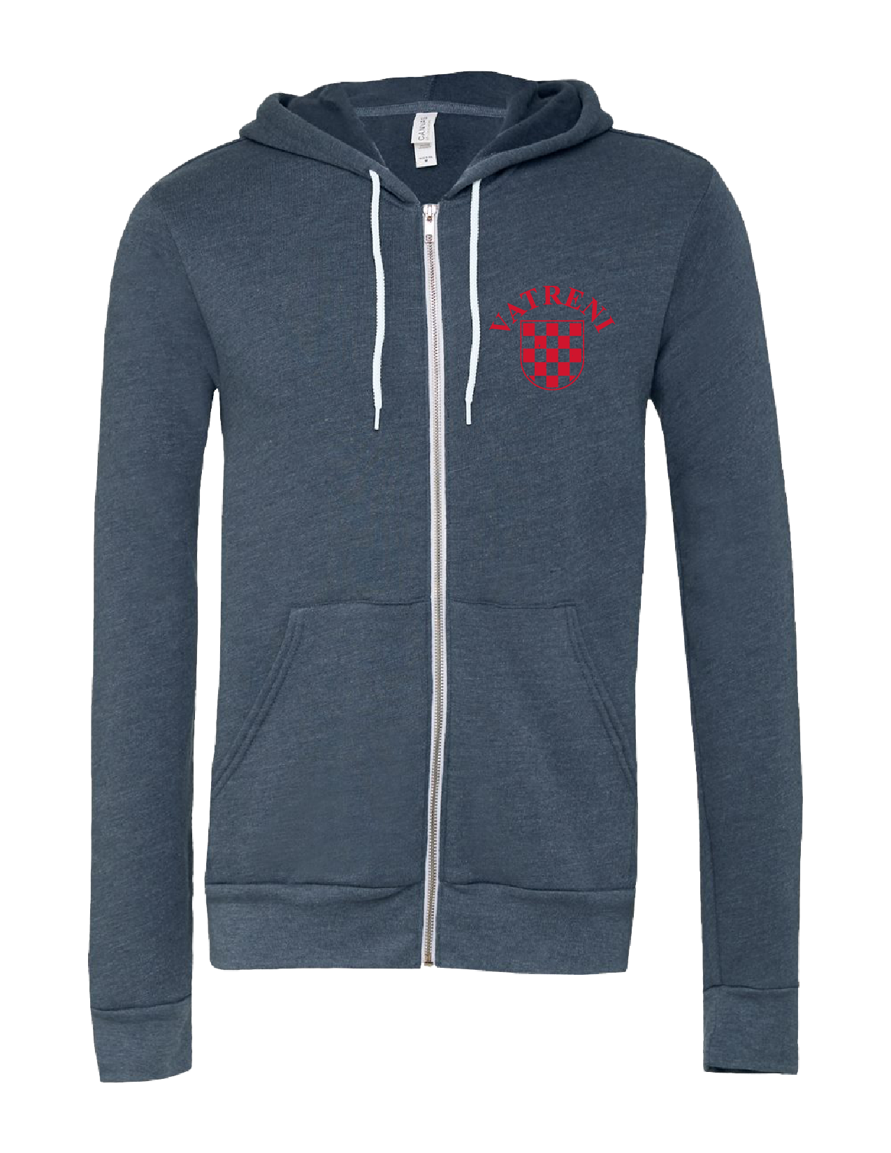 Double Fire Unisex Full Zip Hooded Sweatshirt- Midnight/Red