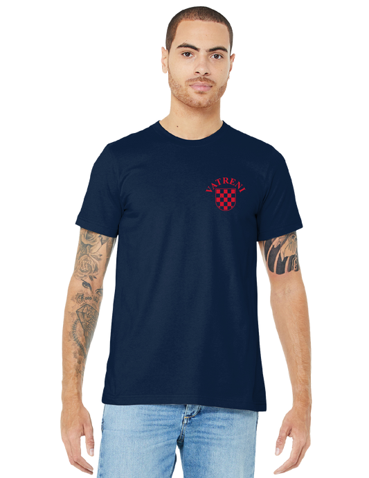 DOUBLE FIRE Unisex Short Sleeve T-Shirt- NAVY-RED