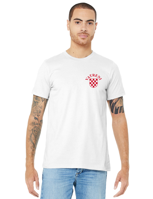 Double Fire Unisex Short Sleeve T-Shirt- WHITE/RED