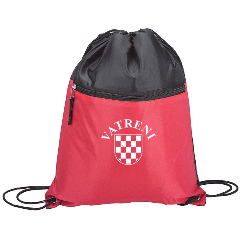 VATRENI DRAWSTRING BAG with Zipper Pocket- RED