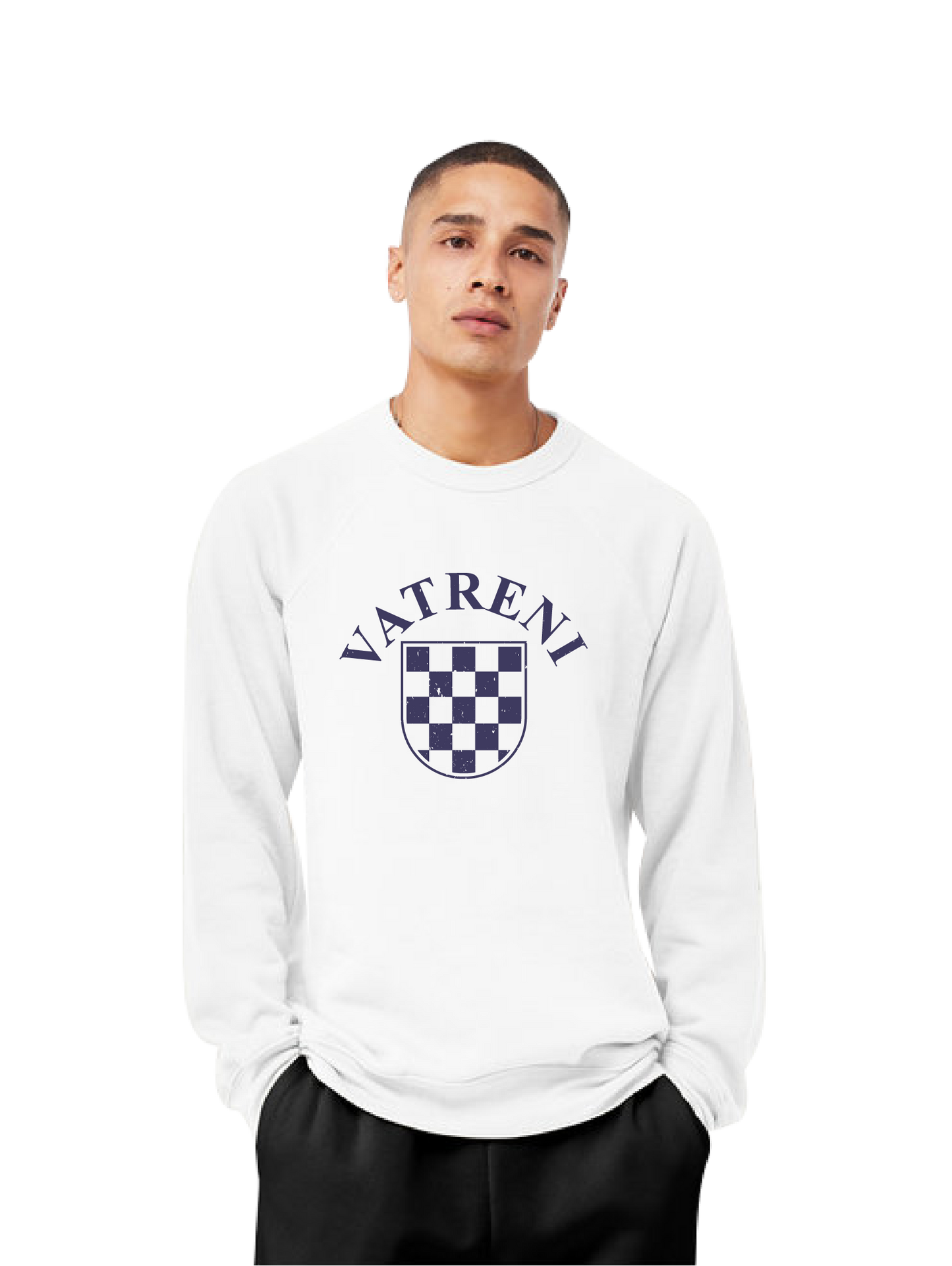 VATRENI Unisex Crewneck Sweatshirt- WHITE/BLUE