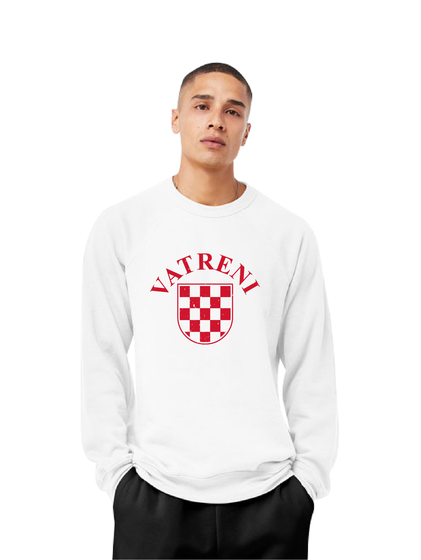 VATRENI Unisex Crewneck Sweatshirt- WHITE/RED