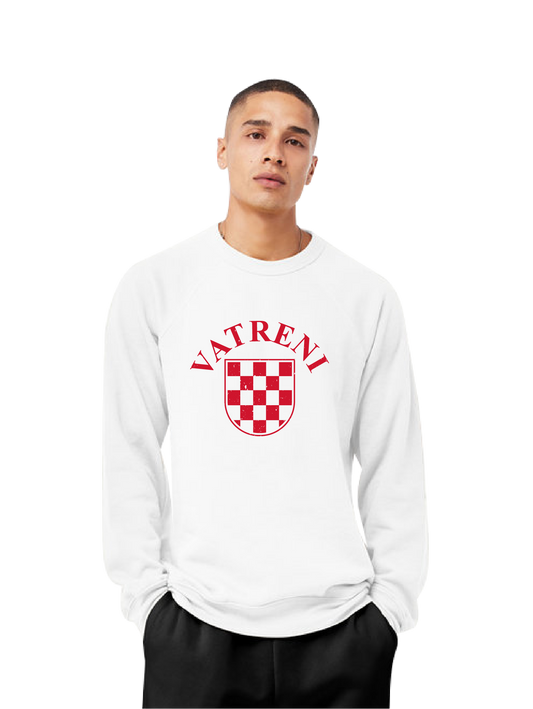 VATRENI Unisex Crewneck Sweatshirt- WHITE/RED