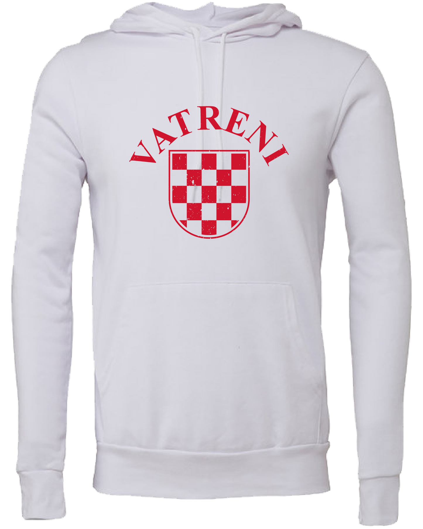 VATRENI Unisex Pullover Hooded Sweatshirt- WHITE/RED