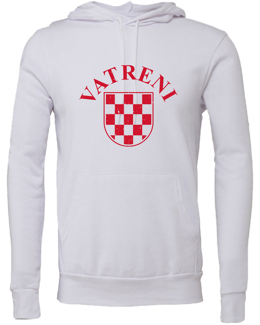 VATRENI Unisex Pullover Hooded Sweatshirt- WHITE/RED