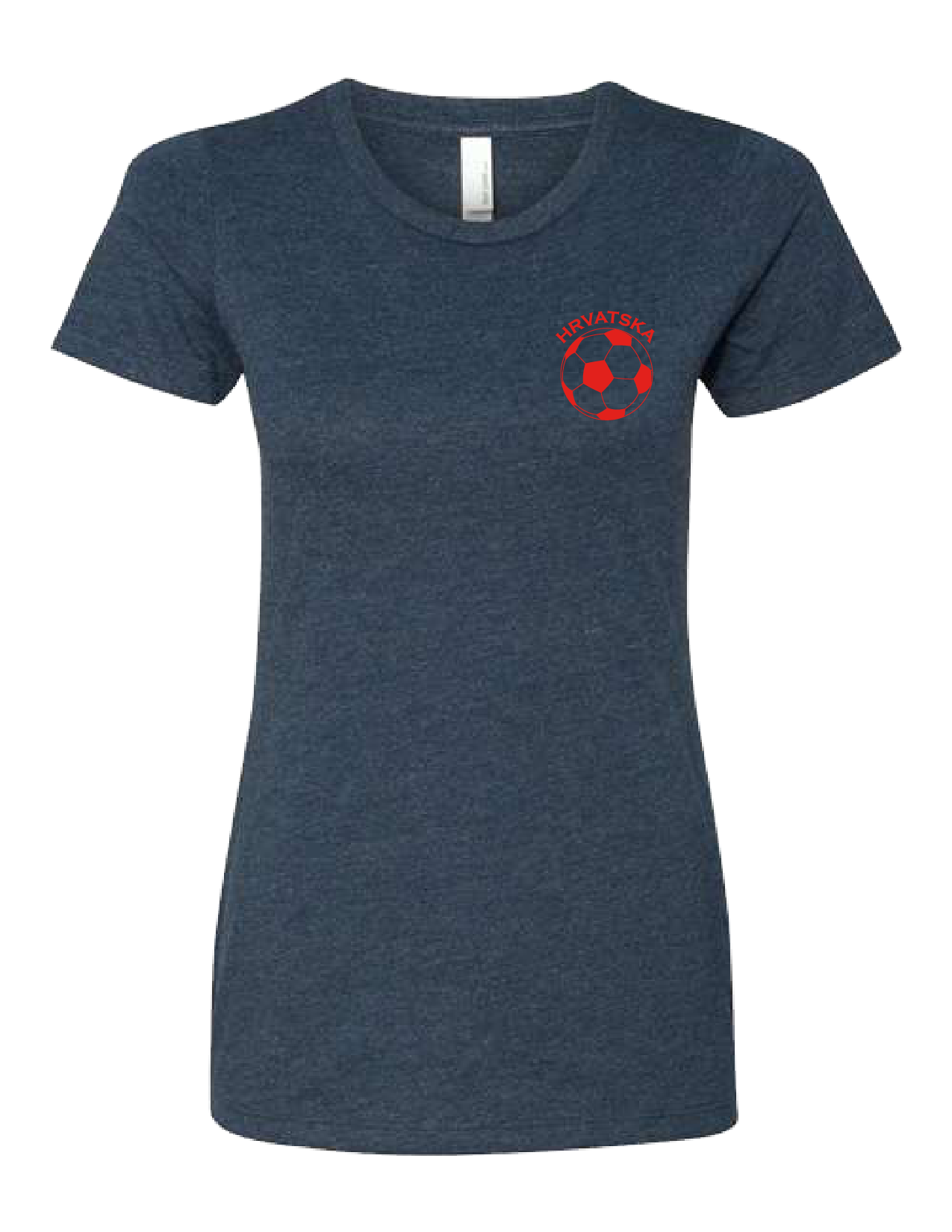 SOCCER BALL-HR- Ladies Crewneck T-Shirt - MIDNIGHT BLUE-RED